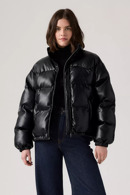Kapitoneli Regular Fit Dik Yaka Bayan Mont 003FV-0002 SİYAH