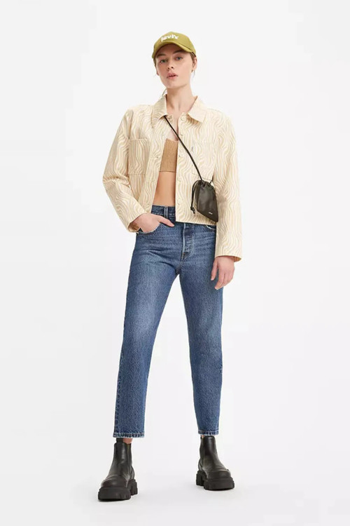 501 Pamuklu Regular Fit Cropped Jeans Bayan Kot Pantolon A7739-0006 MAVİ