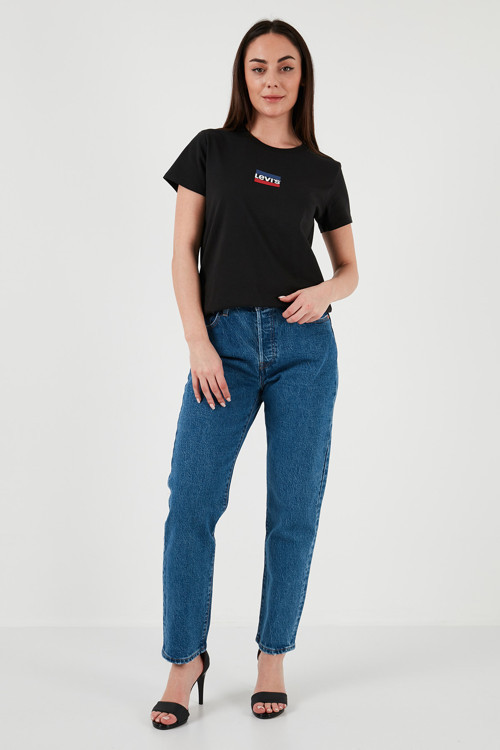 501 Regular Fit Yüksek Bel Cropped Jeans Bayan Kot Pantolon A7739-0007 KOYU MAVİ