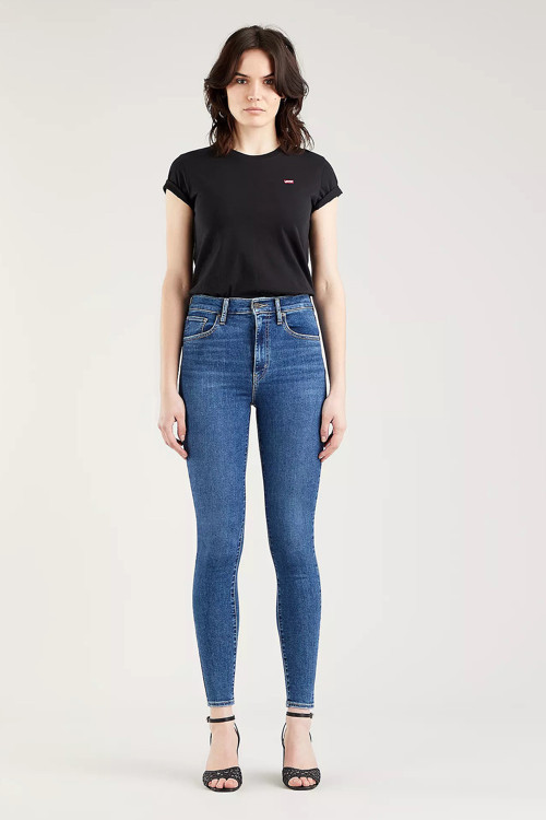 Pamuklu Yüksek Bel Süper Skinny Mile Jeans Bayan Kot Pantolon 22791-0194 KOYU MAVİ