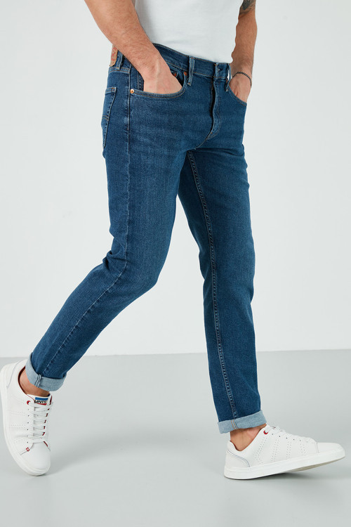512 Pamuklu Normal Bel Slim Fit Jeans Erkek Kot Pantolon 28833-0922 MAVİ