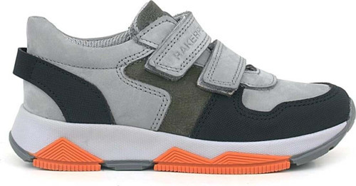 3880 Rakerplus Hakiki Deri Gri Siyah Çocuk Sneakers Spor Ayakkabı Cırtlı