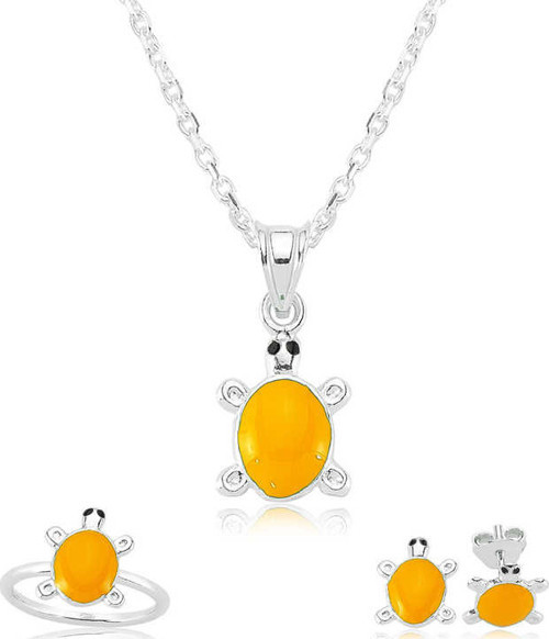 Gümüş Turuncu Kaplumbağa Çocuk Set