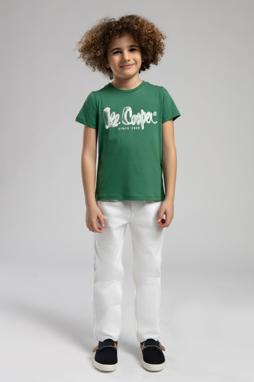 Drawinglogo Erkek Çocuk %100 Pamuk T-Shirt Yeşil