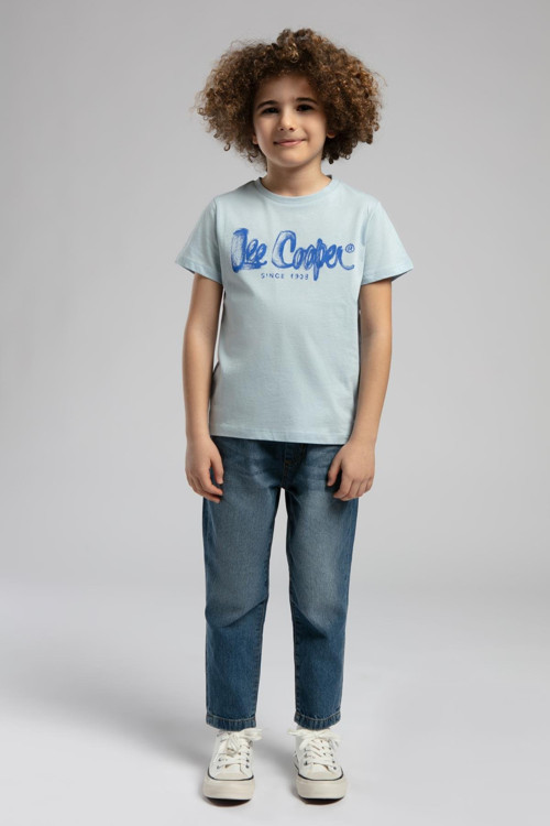 Drawinglogo Erkek Çocuk %100 Pamuk T-Shirt Açık Mavi