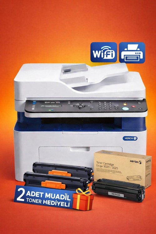 Workcentre 3025V_Ni-3T Wi-Fi + Tarayıcı + Fotokopi Mono Çok Fonksiyonlu Lazer Yazıcı - 1 Ad (Demo) + 2 A