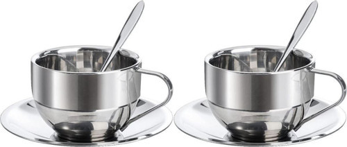 Çelik 2 Adet 180 ml Çift Cidar Espresso Kahve Fincan Set Sunum Bardağı mt120-2