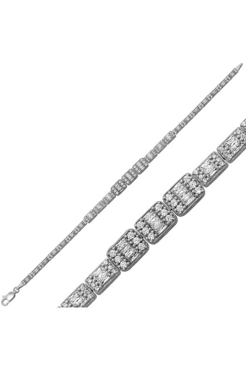 DMR Elegance DMR Elegance Gümüş Sıralı Baget Taşlı Su Yolu Kadın Bileklik