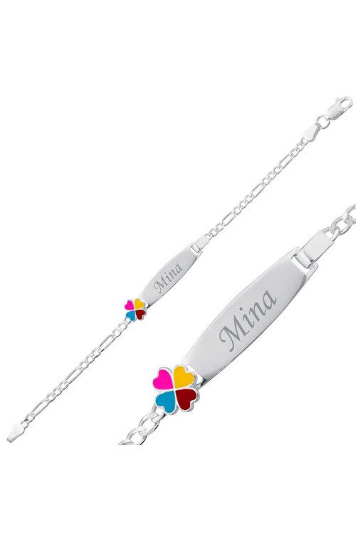 NİDAM BUTİK DMR Elegance DMR Elegance Gümüş Renkli Yonca Plaka Çocuk Bileklik