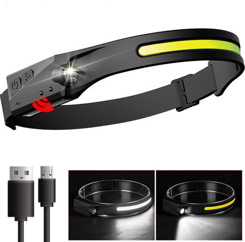 5 Aydınlatma Modlu COB LED Sensörlü USB Şarj Edilebilir Dahili Pilli Kafa Lambası