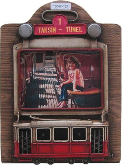 Dekoratif Metal Çerçeve Tramvay Dekorlu Vintage Hediyelik