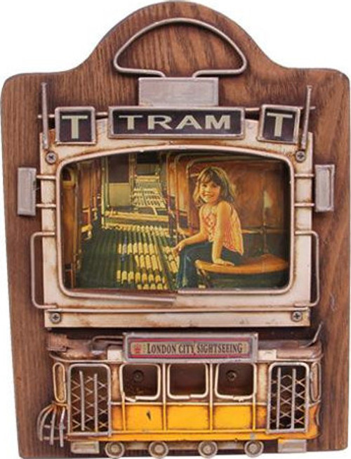 Dekoratif Metal Çerçeve Tramvay Dekorlu Vintage Hediyelik