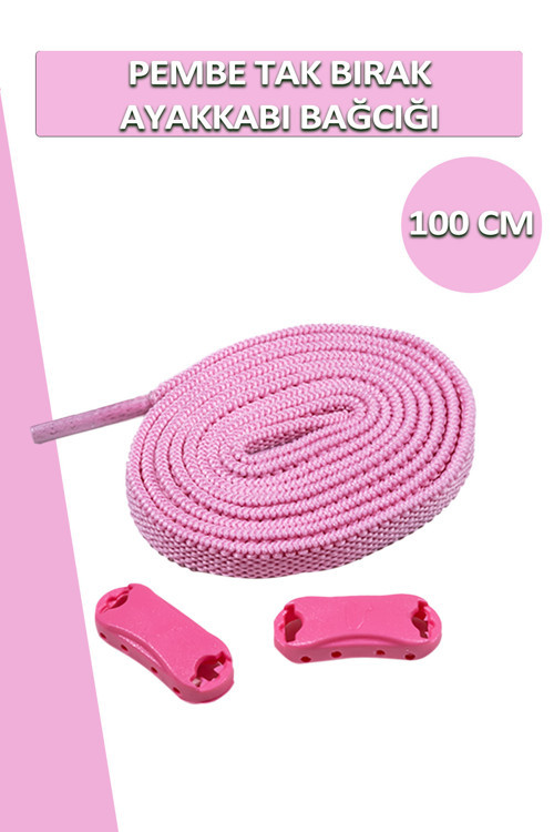 Pembe Elastik Akıllı Esnek Bağcık Tak Bırak Ayakkabı Bağcığı 1 Çift 100cm