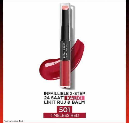 Infaillible 2-Step 24 Saat Kalıcı Likit Ruj & Balm - 501 Timeless Red