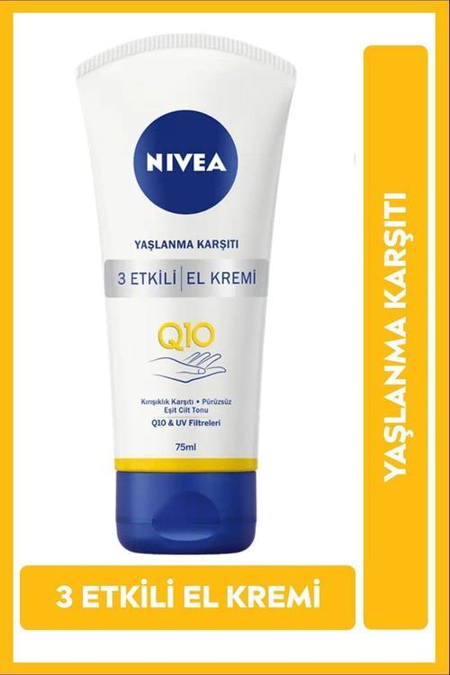 Q10 Yaşlanma Karşıtı 3 Etkili El Bakım Kremi 75ml, UV Filtresi, Nemlendirici, Cilt Tonu Eşitleyici