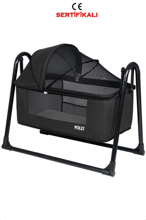 Polly Baby Lüks Keten Fileli Silinebilir Portatif Sallanır Anne Yanı Beşik