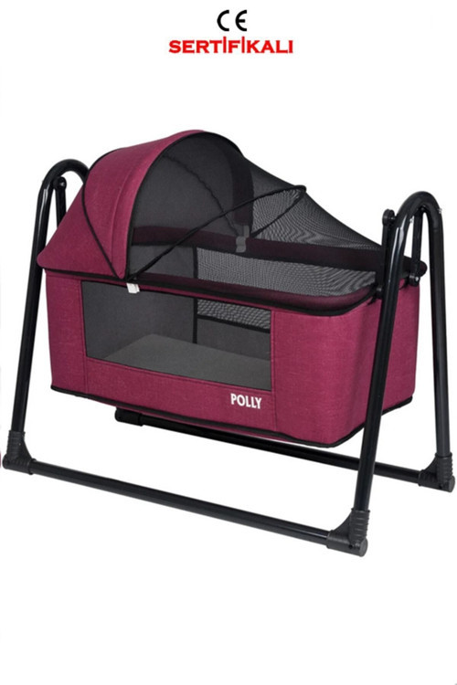 Polly Baby Lüks Keten Fileli Silinebilir Portatif Sallanır Anne Yanı Beşik
