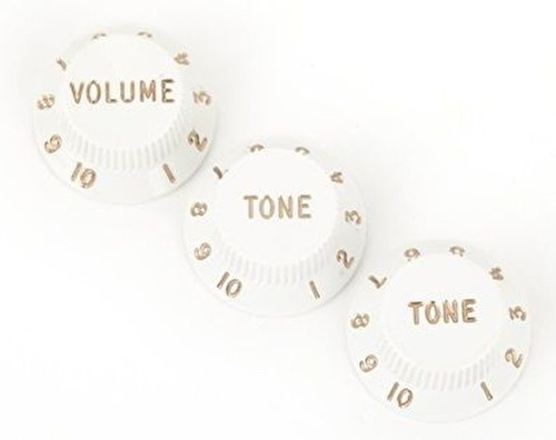 0992035000 Stratocaster Düğme Seti (Beyaz - Volume/Tone) | Standart Beyaz Renk Stratocaster Düğme