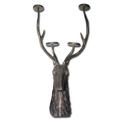 Metal Geyik Büstü Şamdan 112 Cm