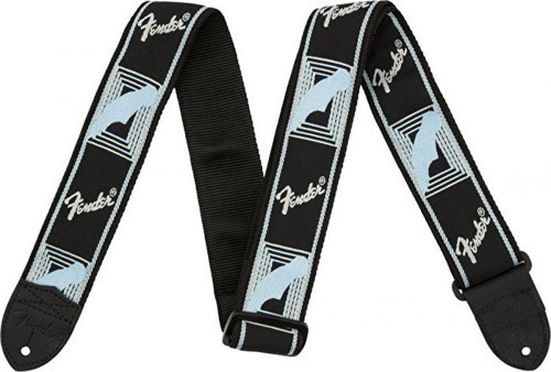0990681502 Monogrammed Gitar Askısı (Siyah/Gri/Mavi) | Klasik Tasarımı Dayanıklı Deri Uçlar ve Konforlu Om