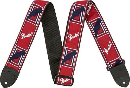 0990682000 Monogrammed Gitar Askısı (Kırmızı/Beyaz/Mavi) | İkonik Monogram Logosu Ayarlanabilir Uzunluk ve