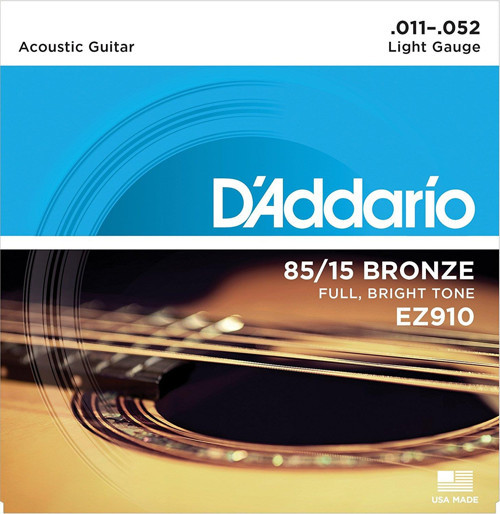 D'Addario EZ910 EZ Serisi Akustik Gitar Tel Seti (Light - 85/15 Bronze - 11-52)