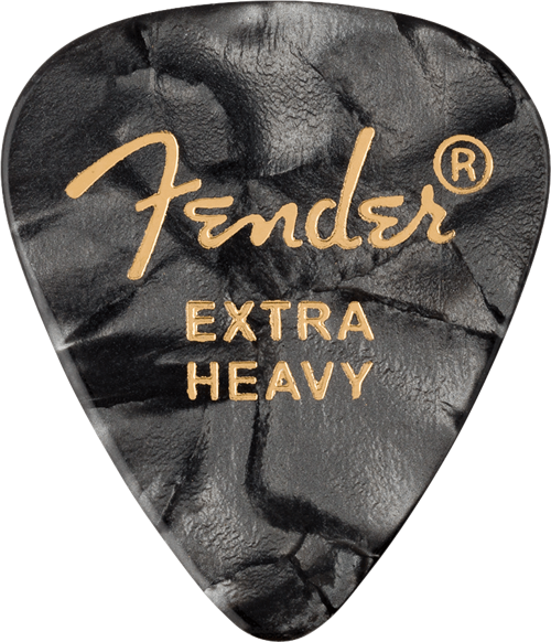 1980351643 351 Premium Extra Heavy Gitar Penası (Black Moto) | Klasik Siyah İnci Görünüm Sert Vuruşlar İçin Dayan