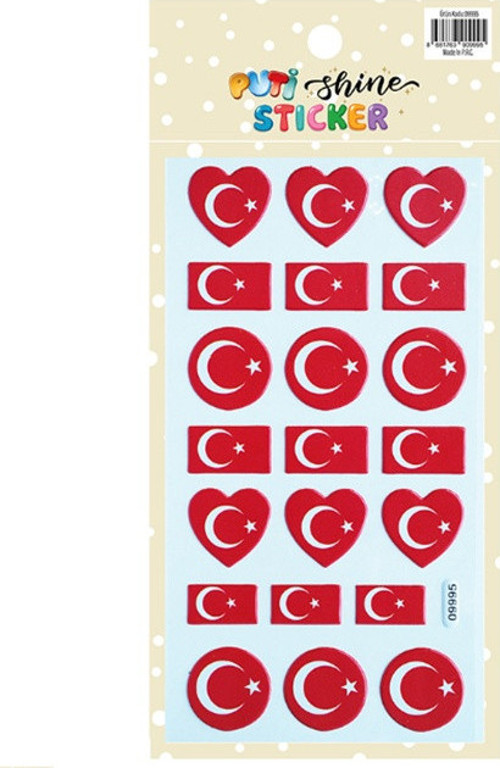 Bayrak Sticker Türk Bayrağı-4 Sticker - 3 adet