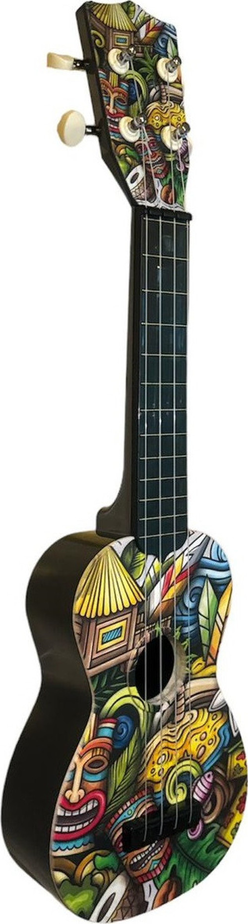 Hawiian XU21COCONUT Soprano Ukulele (Hindistan Cevizi Desenli) | Tropikal Temalı Kapak Tasarımı Yaz Esintili Parlak Sesl