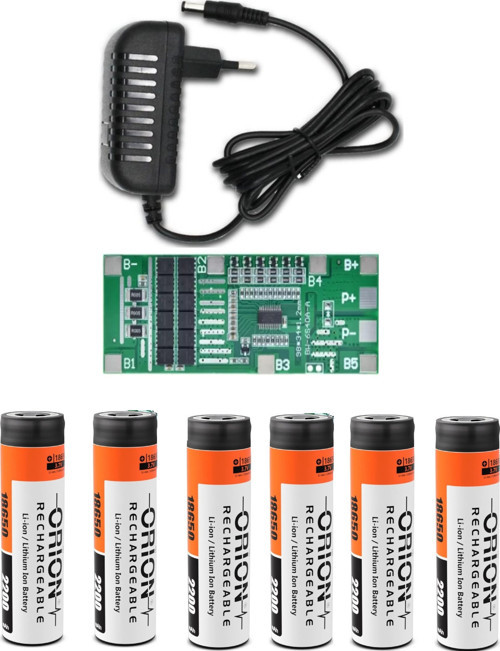 6 Adet Li-ion Şarjlı Pil, 6S 40A BMS. ve 6S Li-ion şarj uyumlu 25.2V 1A Adaptör