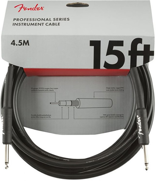 0990820021 Professional Enstrüman Kablosu (4.5m - Siyah) | 4.5 Metre Standart Siyah Kaplama Yüksek Kaliteli PVC v