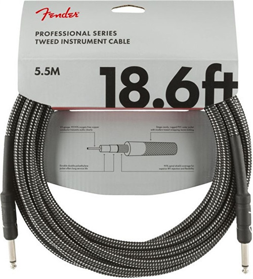 0990820068 Professional Enstrüman Kablosu (5.5m - Gri Tweed) | Klasik Gri Tweed Profesyonel Sahne ve Stüdyo Kulla