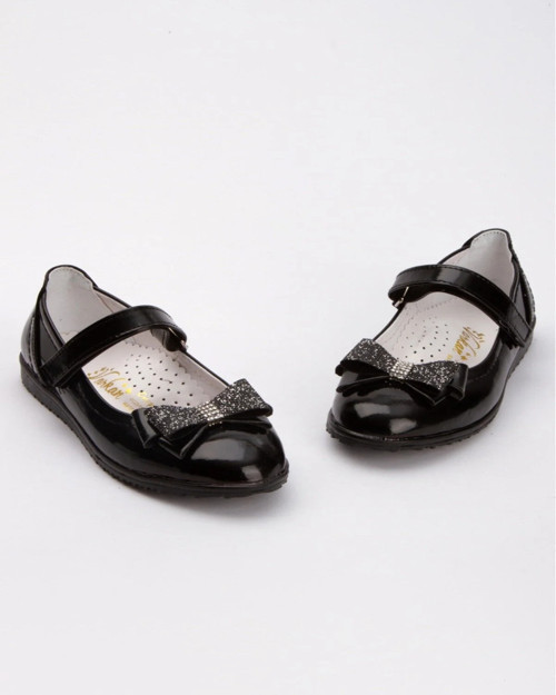 Kız Çocuk Kaymaz Taban Bayramlık Babet - Parlak Siyah