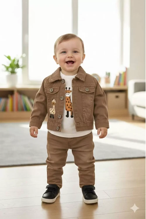 Erkek Bebek 6/12/18 Ay Ceket Badi Ve Pantolon Takımı
