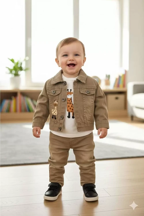 Erkek Bebek 6/12/18 Ay Ceket Badi Ve Pantolon Takımı
