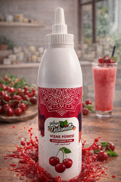 Vişne Püresi 1000 ml – Waffle, Pancake, Cheesecake, Dondurma ve İçecek Sosu