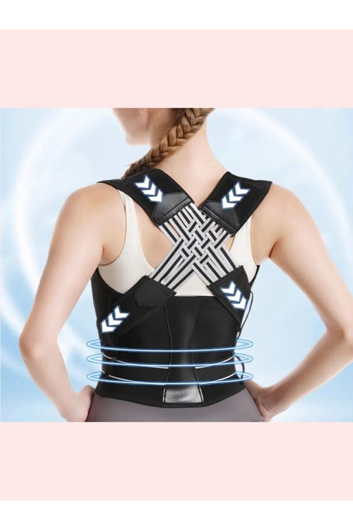 Hyfix Model Dik Duruş Ve Kamburluk Giderici Medikal Spor Sırt-Bel Korsesi Siyah Renk