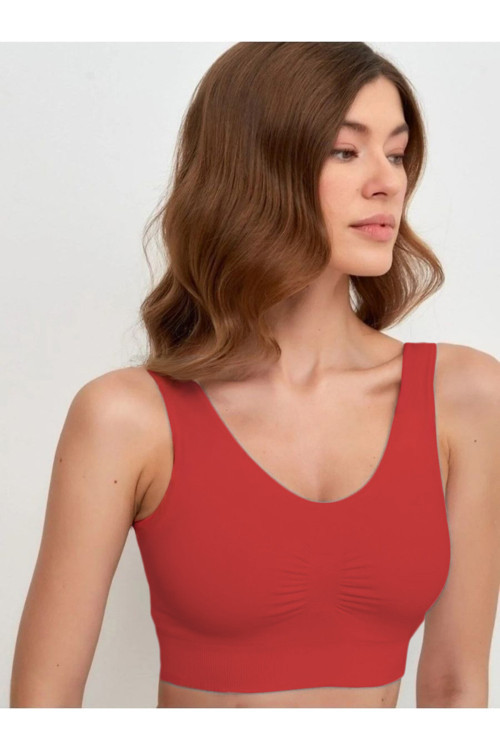 Panax Model Toparlayıcı Sıkılaştırıcı Kalın Askılı Pedli Büstiyer Kırmızı Renk