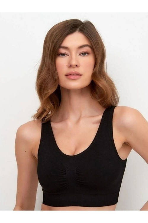 Panax Model Toparlayıcı Sıkılaştırıcı Kalın Askılı Pedli Büstiyer Siyah Renk
