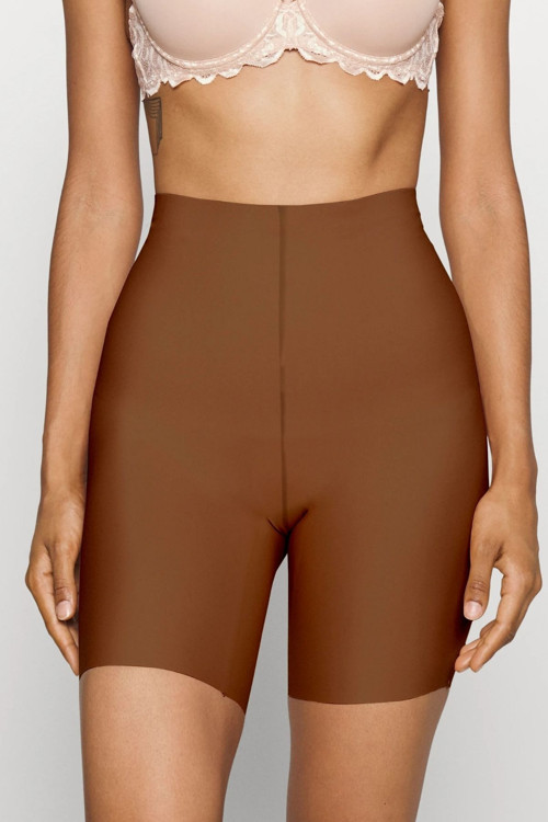 Anoky Model Dikişsiz Toparlayıcı Ve Sıkılaştırıcı Lazer Kesim Kısa Şort Korse Kahve Renk