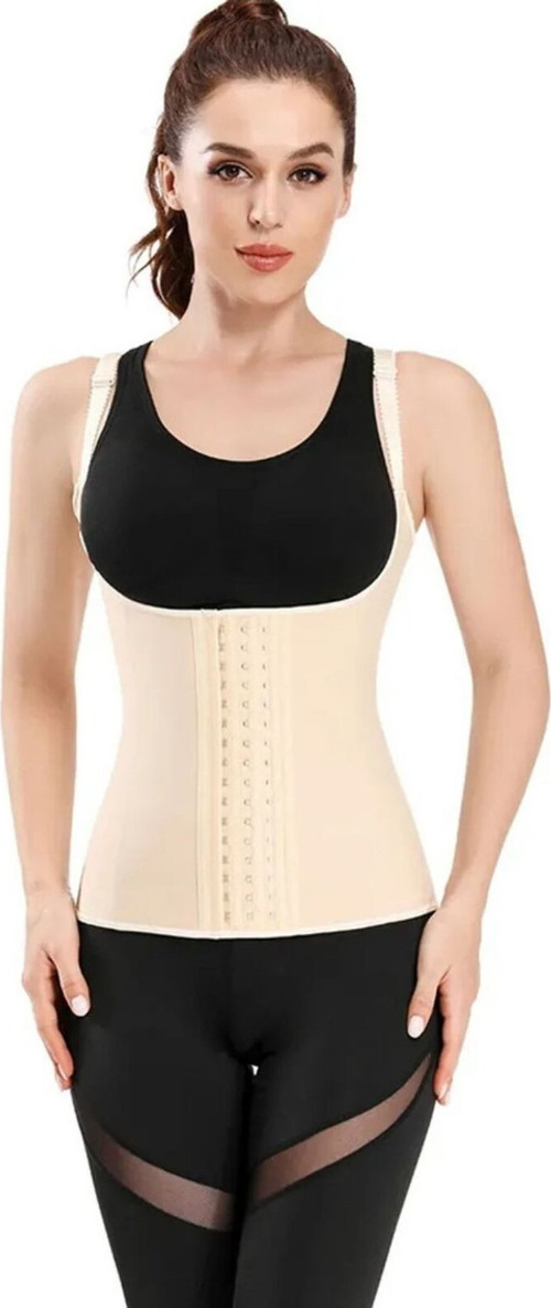 Trigoso Model 4 Kademeli Sıkılaşmaya Yardımcı Ayarlanabilir Askılı Latex Korse Ten Renk