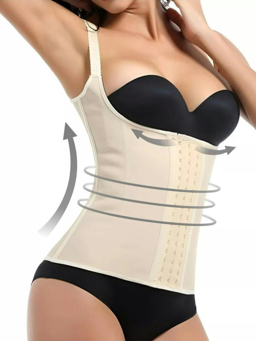 Trigoso Model 4 Aşamalı Sıkılaştırıcı Kum Saati Görünümü Veren Askılı Latex Korse Ten Renk