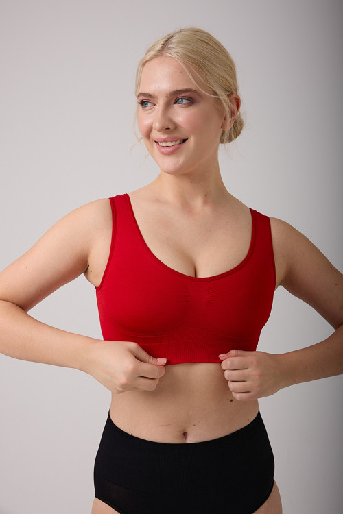 Rosella Model Sarkma Engelleyen Toparlayıcı Kalın Askılı Pedsiz Sütyen Kırmızı Renk/1