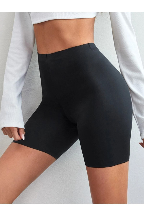 Porfy Model Yüksek Bel Beli Silikon Şeritli Iz Yapmaz Iç Göstermez Lazer Kesim Şort Siyah Renk