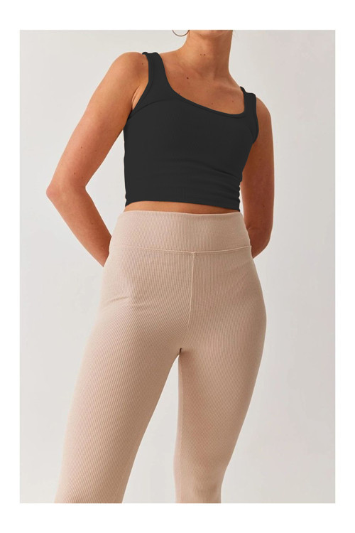 Marsala Model Dikişsiz Esnek Örme Model Sütyen Crop Seamless Model Crop Siyah Renk