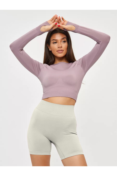 Jerovin Model Toparlayıcı Örme Seamless Push Up Etkili Kısa Şort Ekru Renk