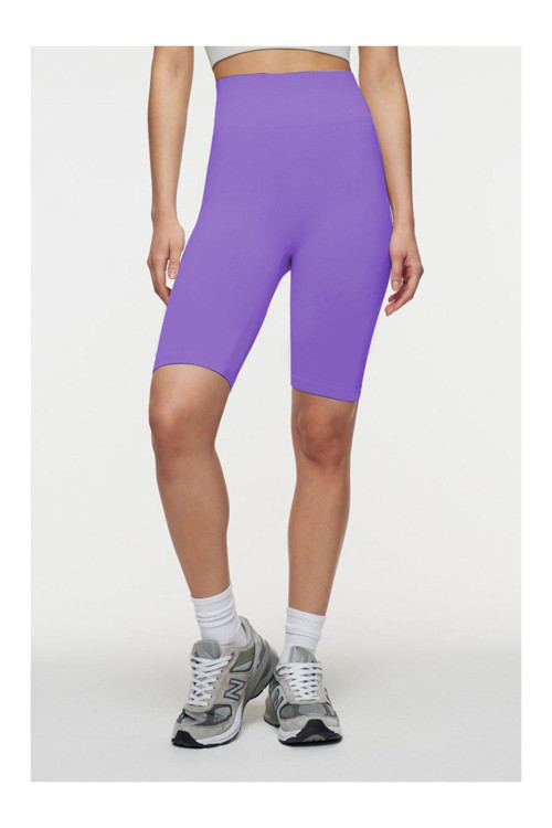 Jerovin Model Toparlayıcı Örme Seamless Push Up Etkili Kısa Şort Lila Renk