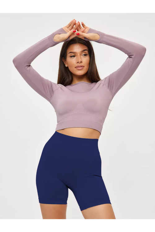 Jerovin Model Toparlayıcı Örme Seamless Push Up Etkili Kısa Şort Lacivert Renk