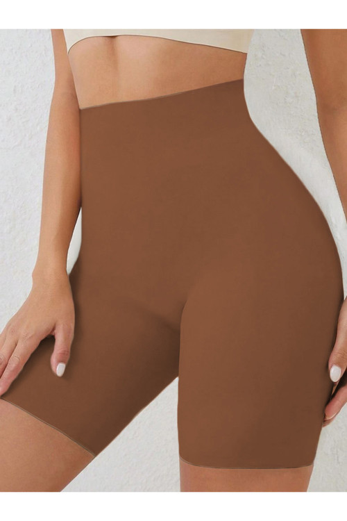 Porfy Model Dikişsiz Toparlayıcı Ve Sıkılaştırıcı Lazer Kesim Kısa Tayt Şort Kahve Renk