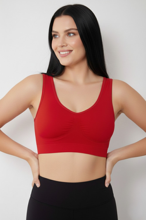 Rosella Model Göğüs Küçültücü Kalın Asklı Pedsiz Sütyen Kırmızı Renk